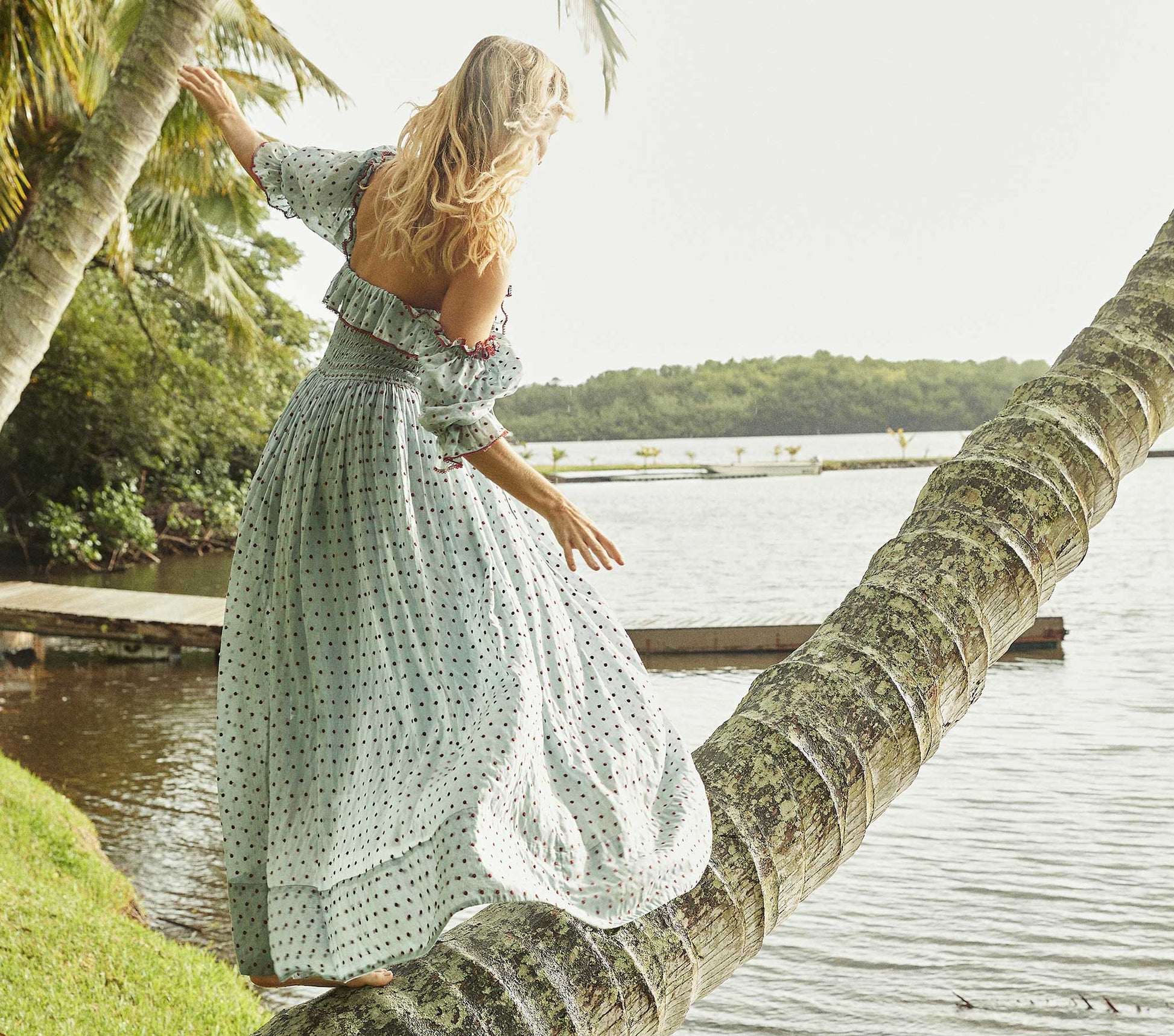 HMD -- SOL DRESS -- AZURE SWISS DOT view 3
