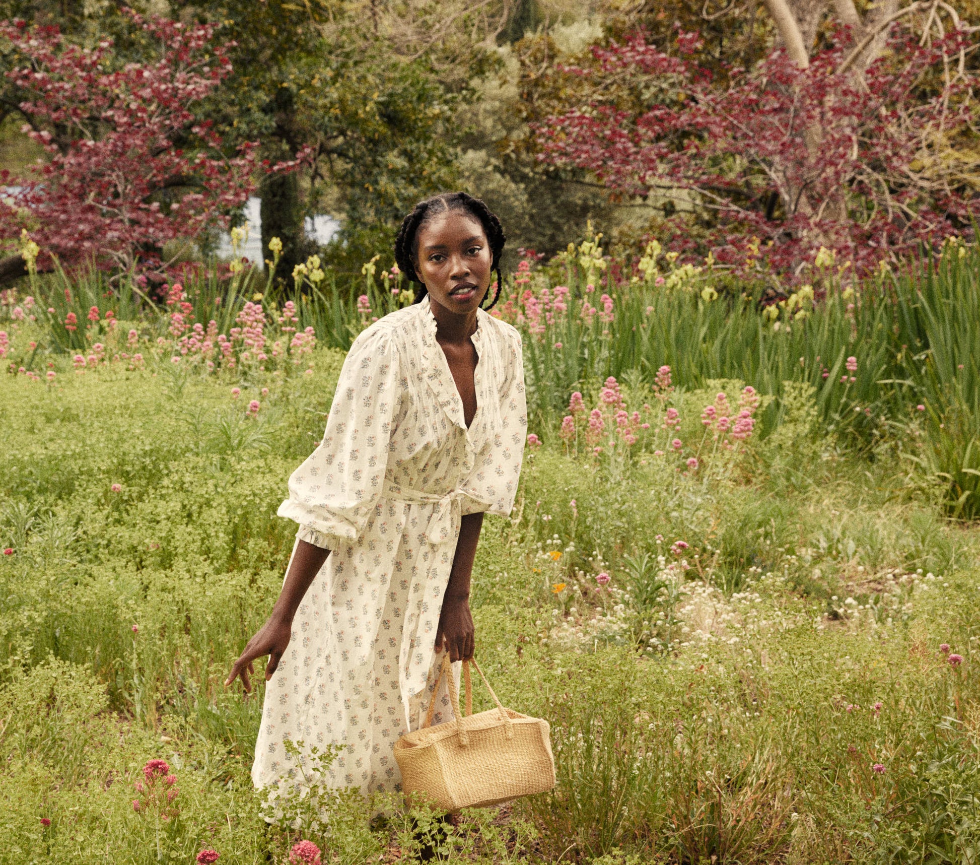 HMD -- STANTON DRESS -- RED DAHLIA BLOCK PRINT view 4
