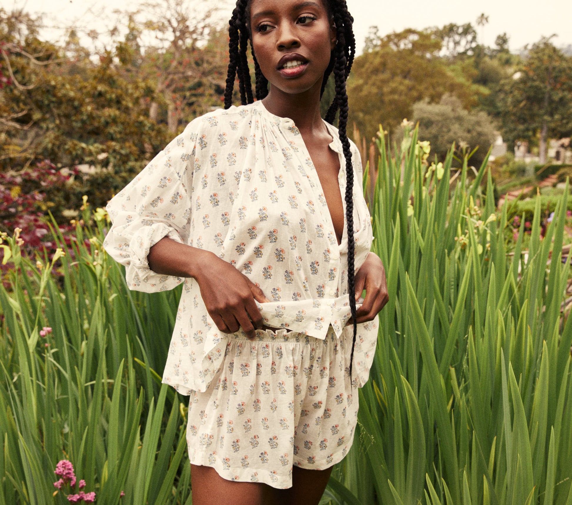 HMD -- THE JANE BLOUSE -- RED DAHLIA BLOCK PRINT view 7
