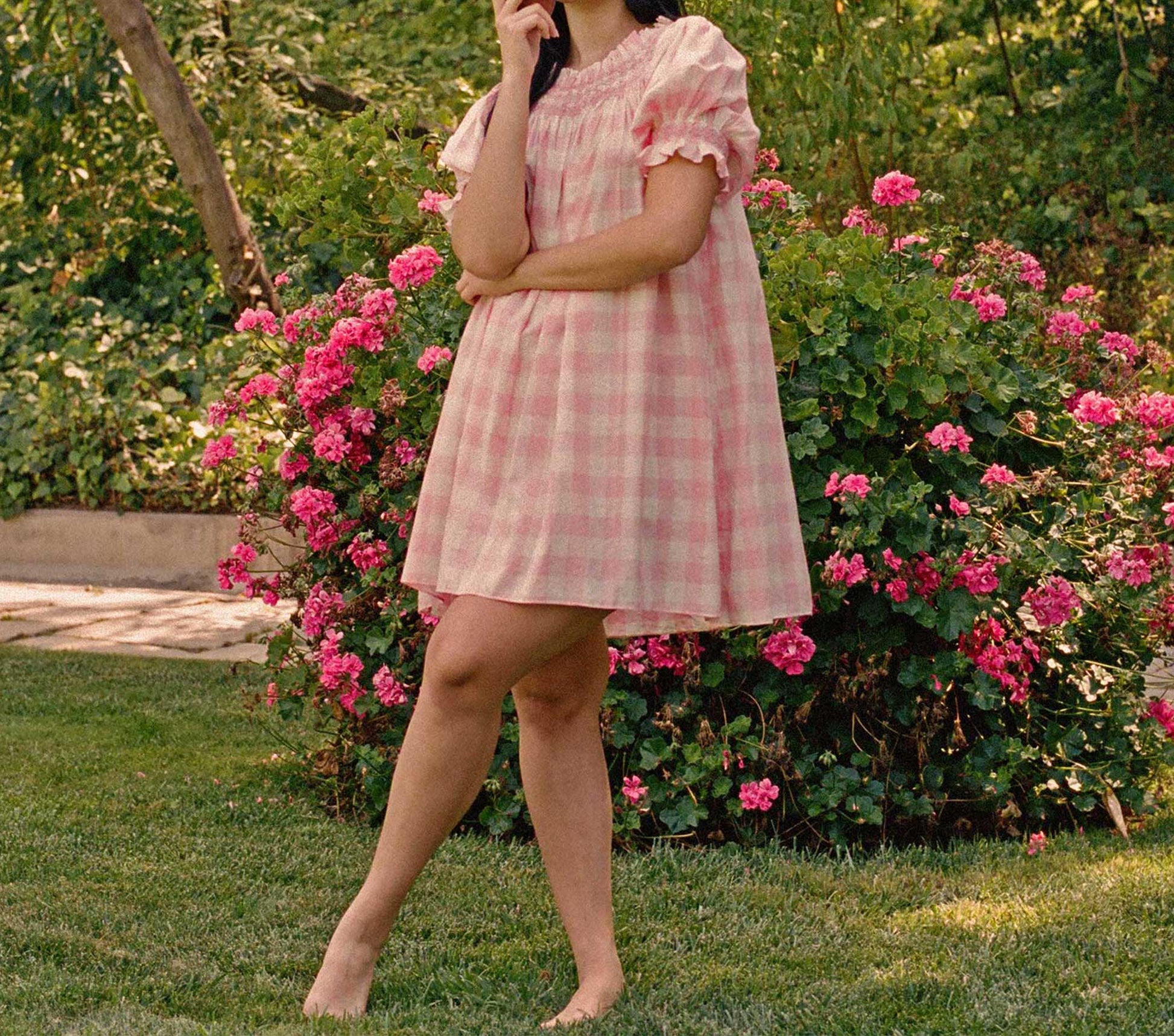 HMD -- SUREAU DRESS -- ROSETTE GINGHAM view 1
