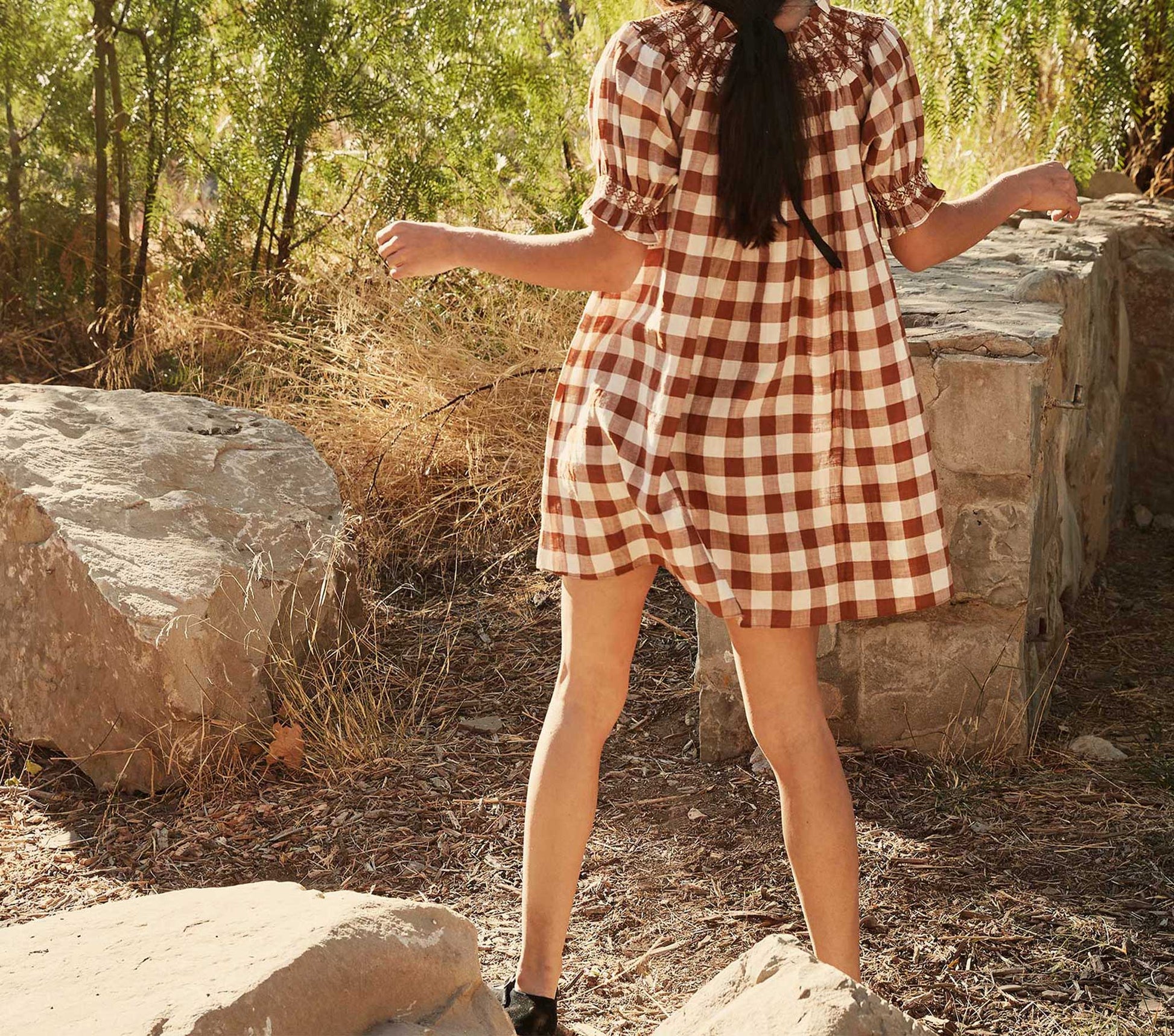 HMD -- SUREAU DRESS -- ST OUEN NUTMEG PLAID view 2
