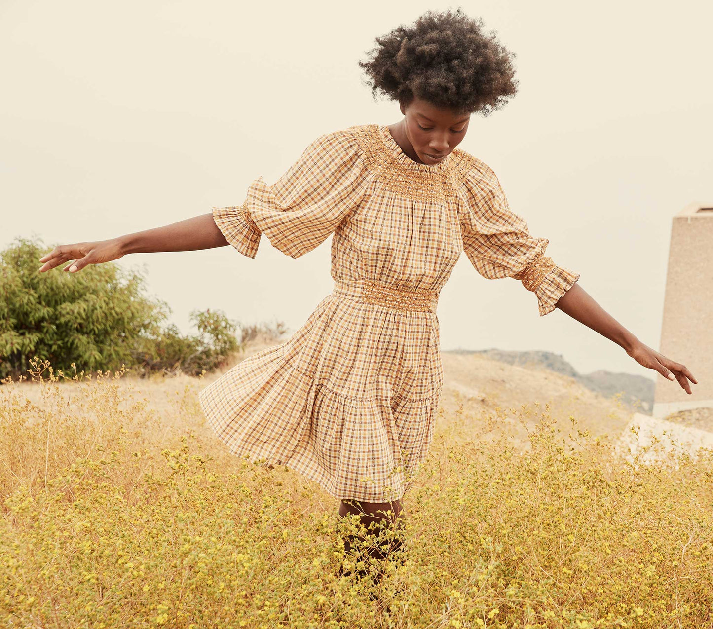HMD -- SABINE DRESS -- ORANGE MERINGUE PLAID