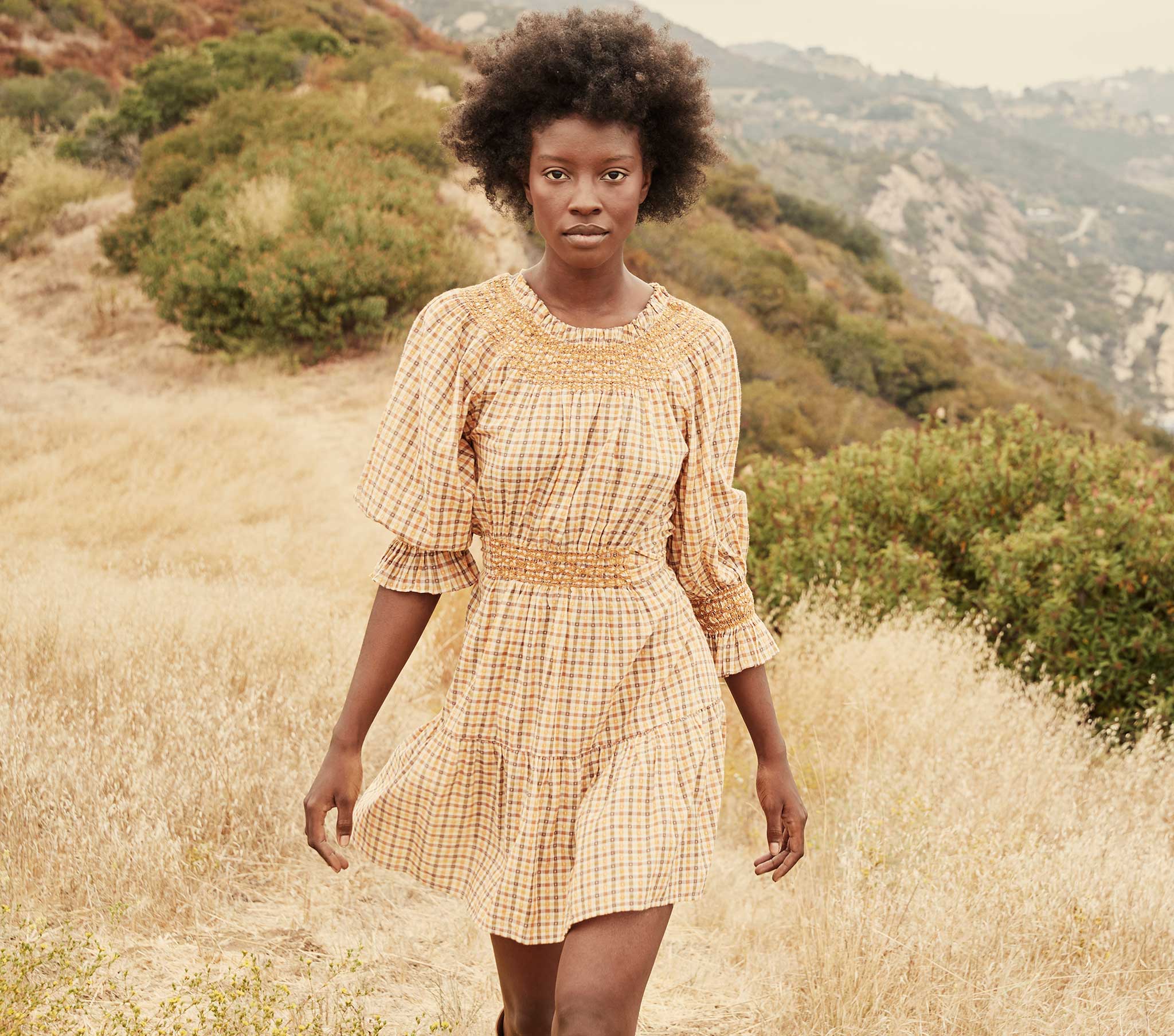 HMD -- SABINE DRESS -- ORANGE MERINGUE PLAID