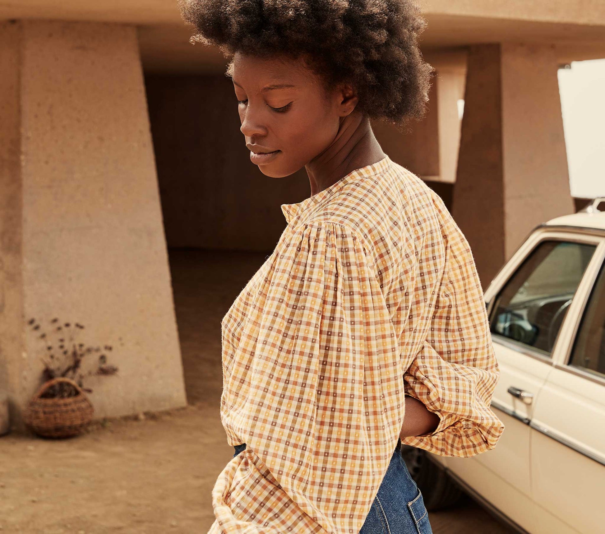 HMD -- SCARLET TOP -- ORANGE MERINGUE PLAID view 3
