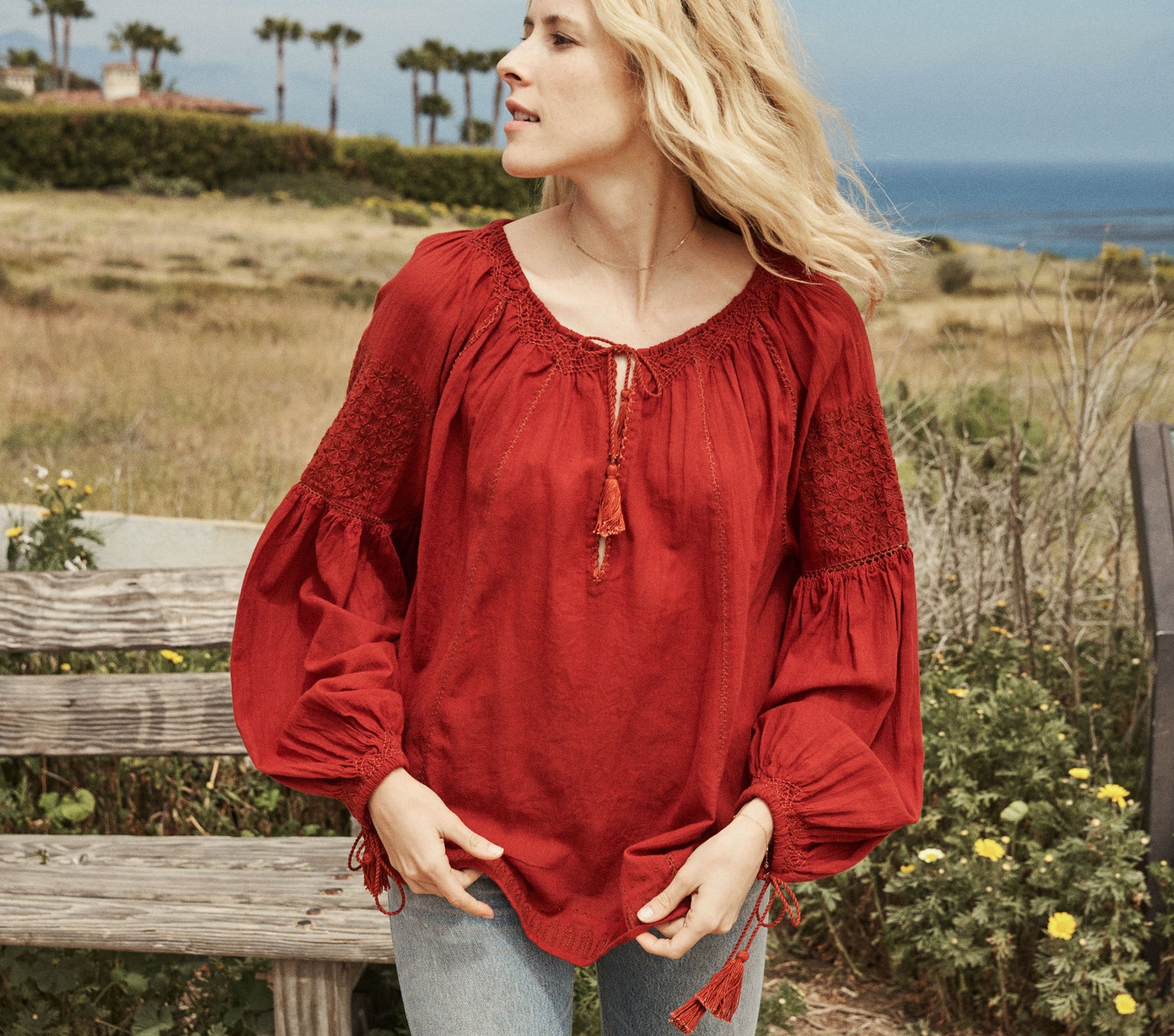 HMD -- SOURCE EMBROIDERED GAUZE TOP -- ROOIBOS view 8
