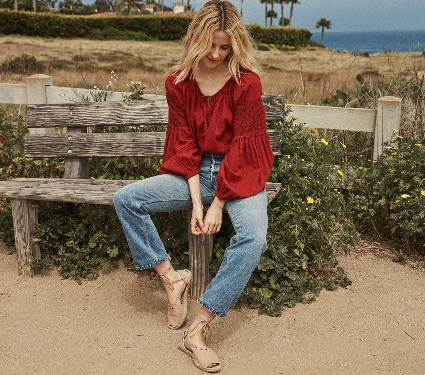 HMD -- SOURCE EMBROIDERED GAUZE TOP -- ROOIBOS