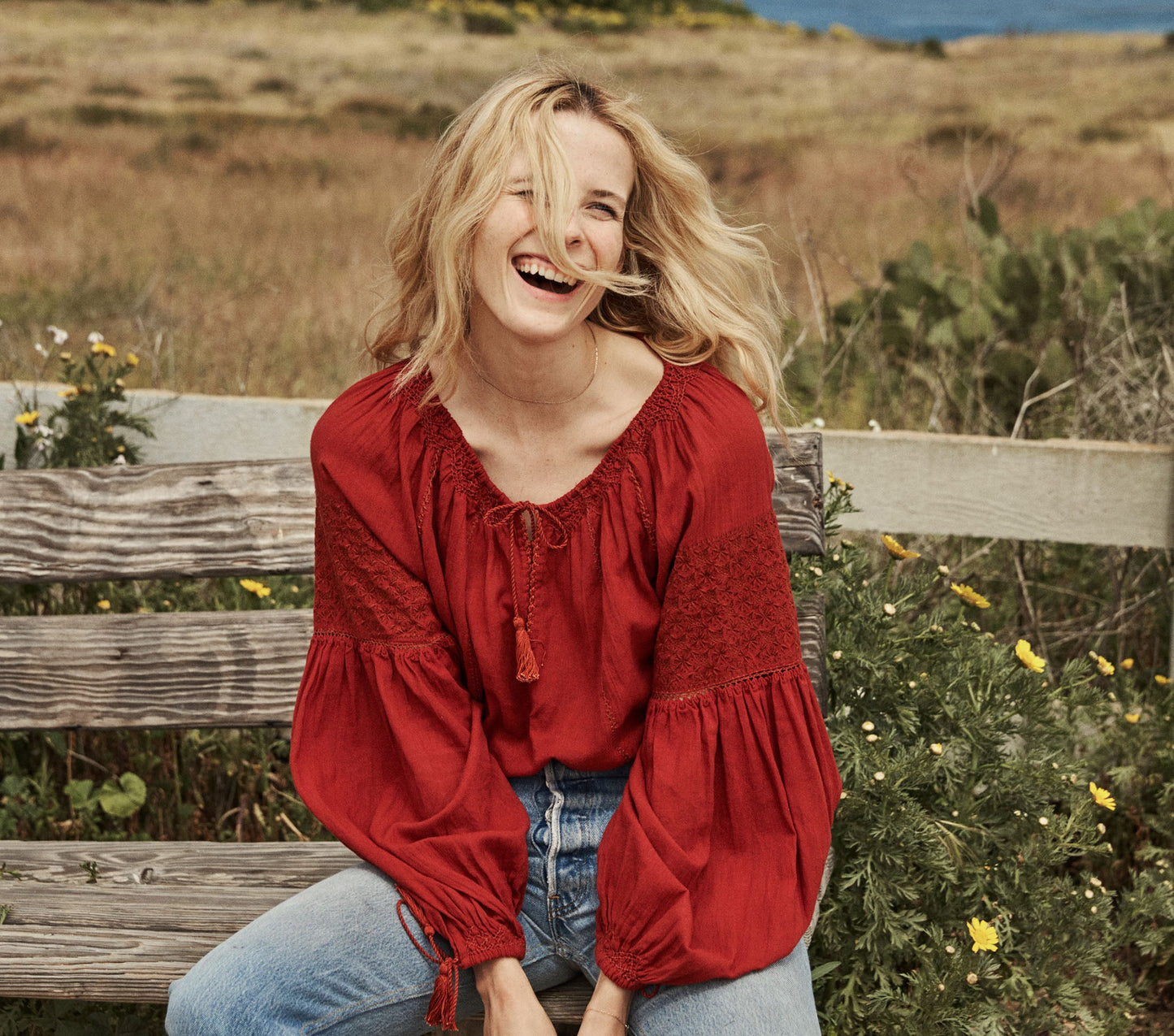 HMD -- SOURCE EMBROIDERED GAUZE TOP -- ROOIBOS