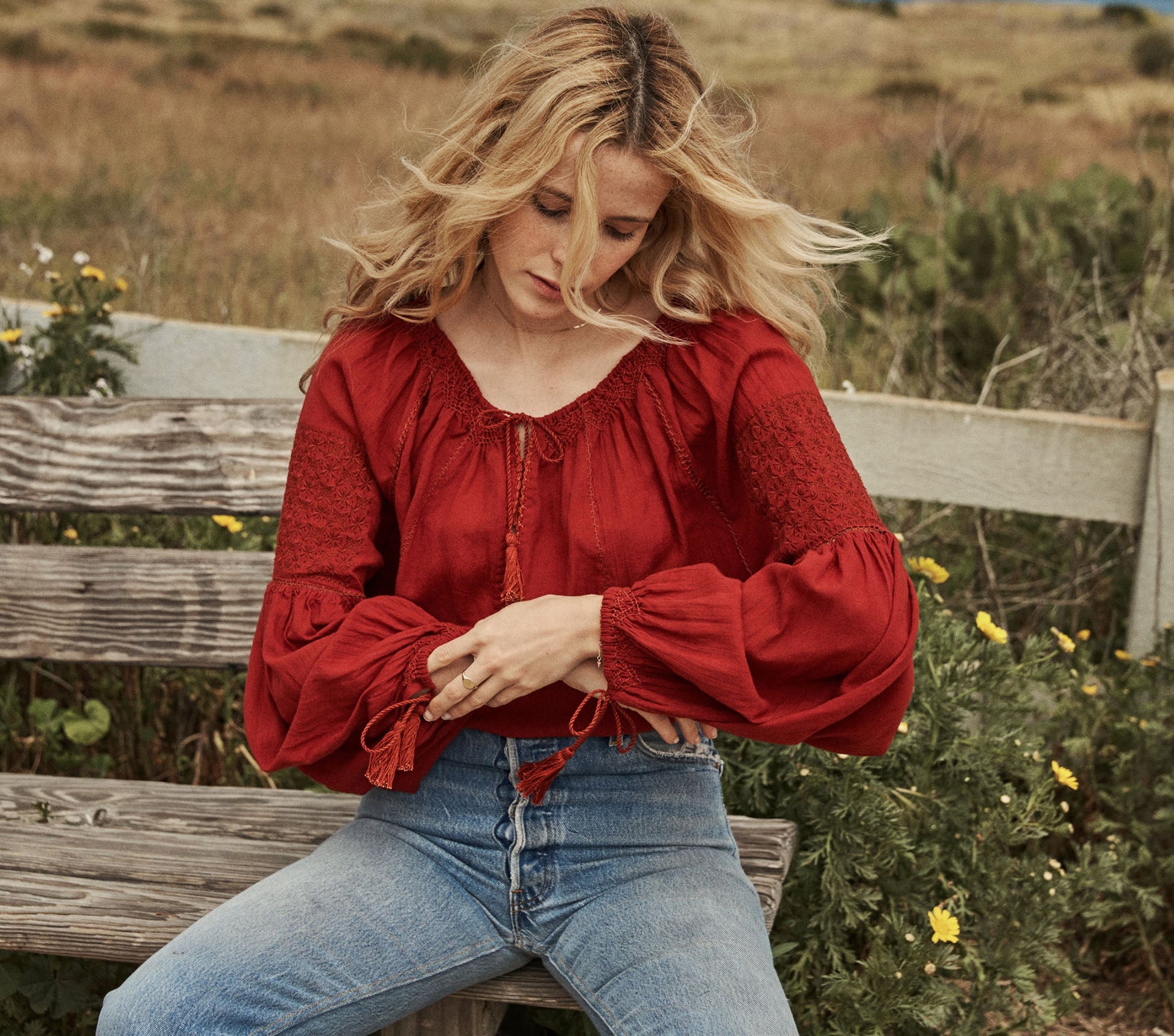 HMD -- SOURCE EMBROIDERED GAUZE TOP -- ROOIBOS view 4
