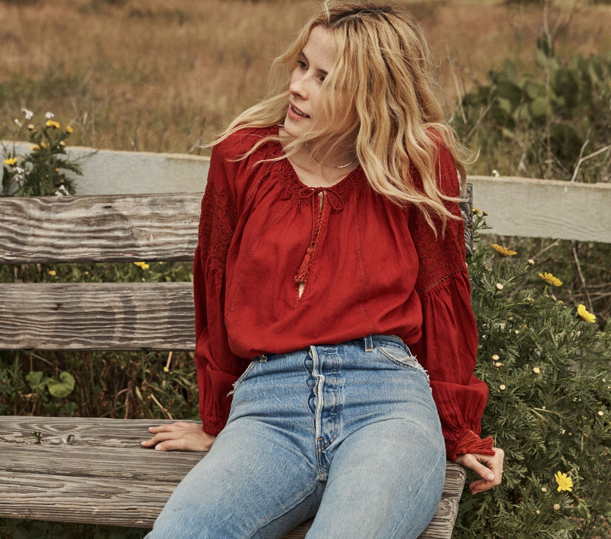 HMD -- SOURCE EMBROIDERED GAUZE TOP -- ROOIBOS view 1
