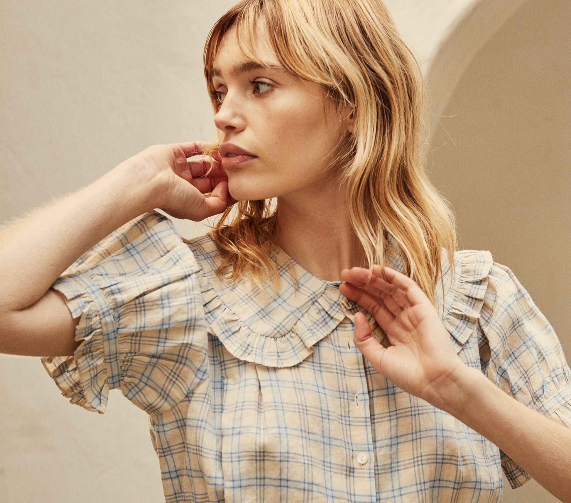 HMD -- SPARROW TOP -- BLUE MEADOWLARK PLAID view 5
