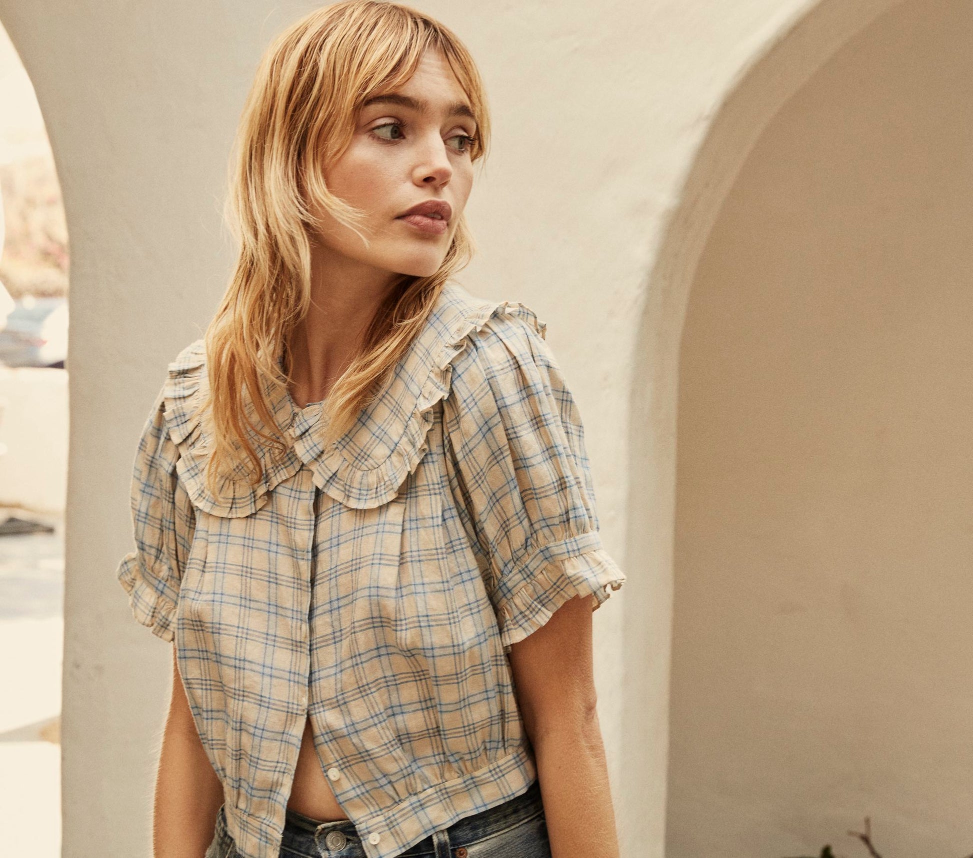 HMD -- SPARROW TOP -- BLUE MEADOWLARK PLAID view 6
