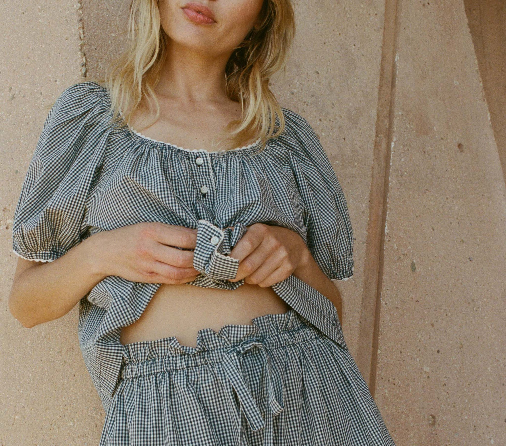 HMD -- TENNESSEE TOP -- AZURE PARIS GINGHAM view 2
