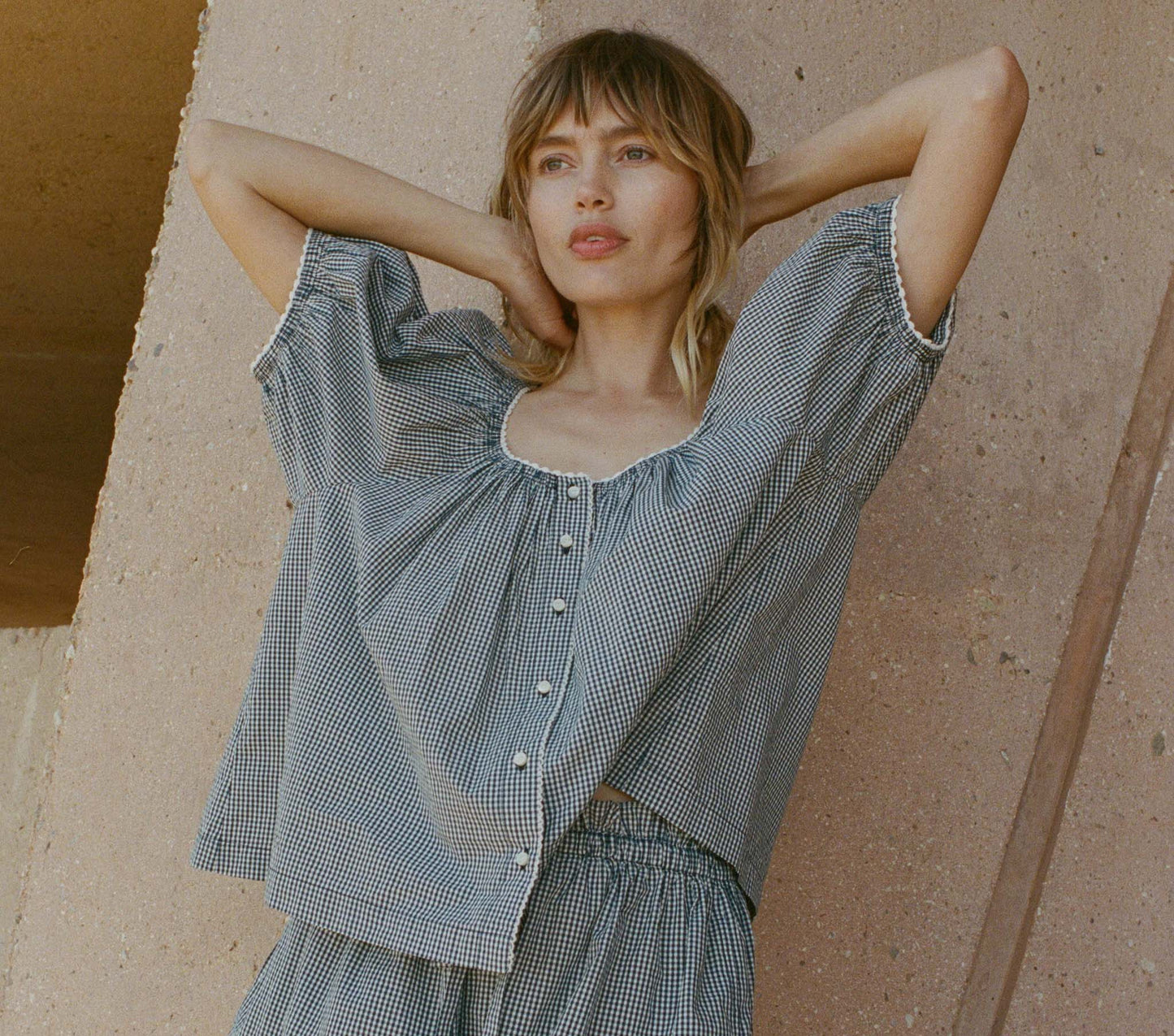 HMD -- TENNESSEE TOP -- AZURE PARIS GINGHAM