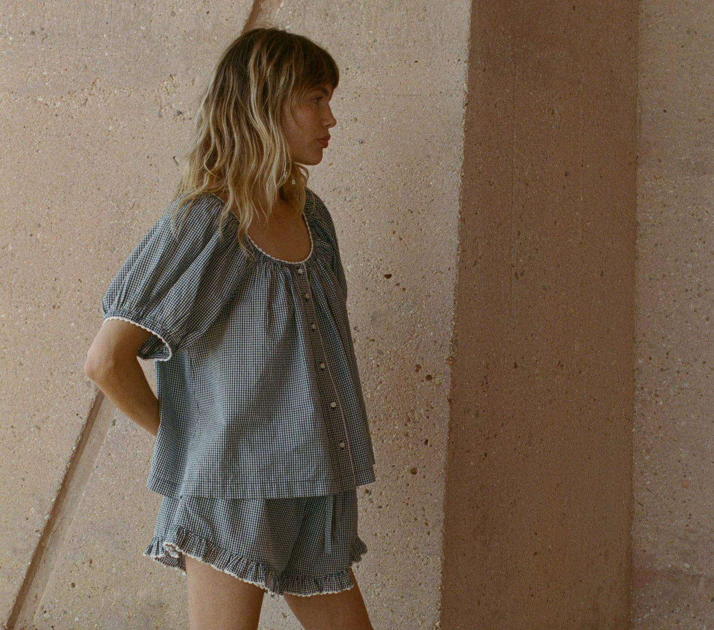 HMD -- TENNESSEE TOP -- AZURE PARIS GINGHAM