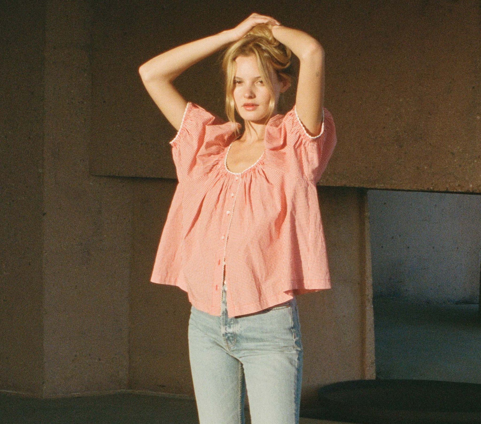 HMD -- TENNESSEE TOP -- CERISE PARIS GINGHAM view 3
