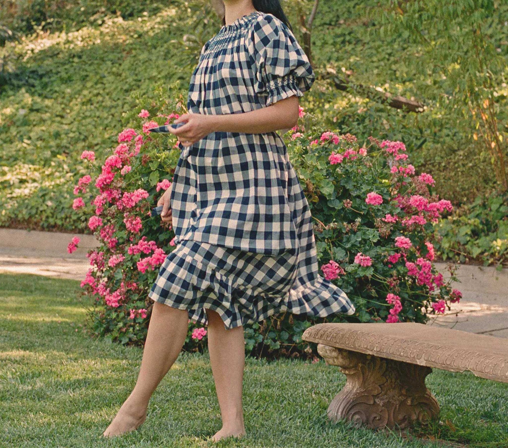 HMD -- WHISPER DRESS -- NAVY GINGHAM view 3
