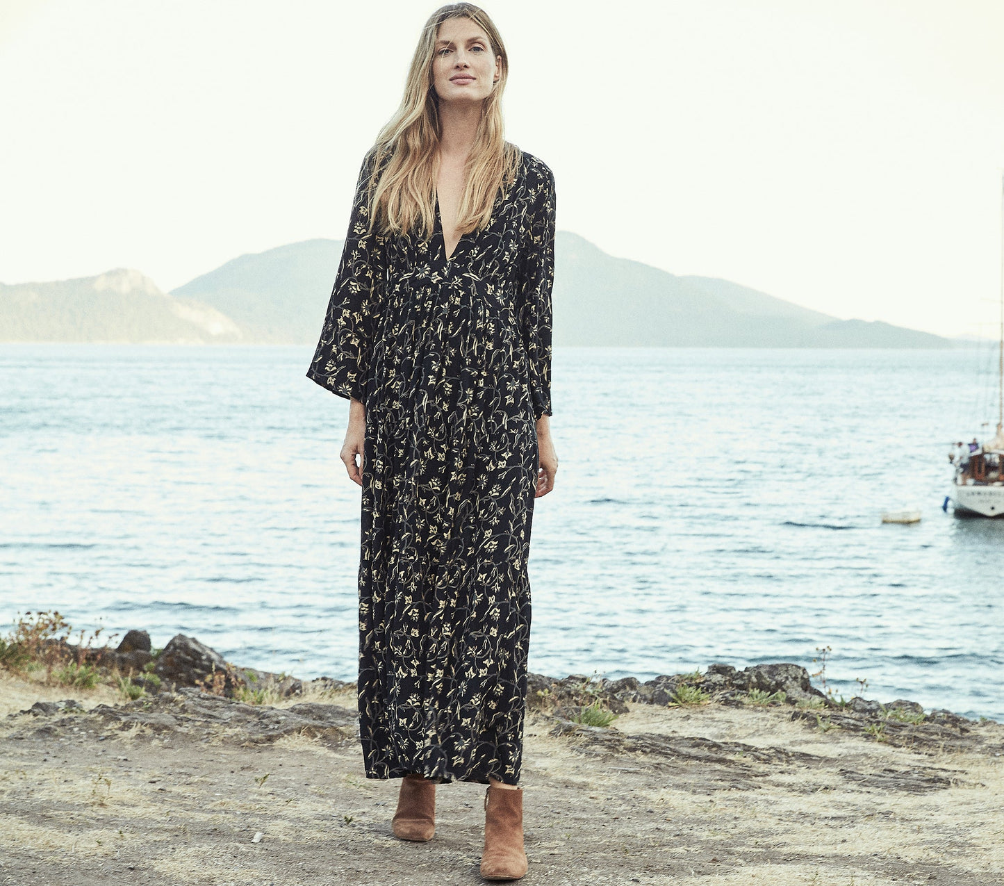 HMD -- ZINNIA DRESS -- BLACK SCROLL PRINT