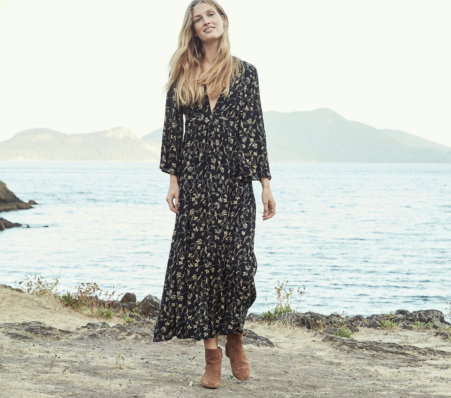 HMD -- ZINNIA DRESS -- BLACK SCROLL PRINT
