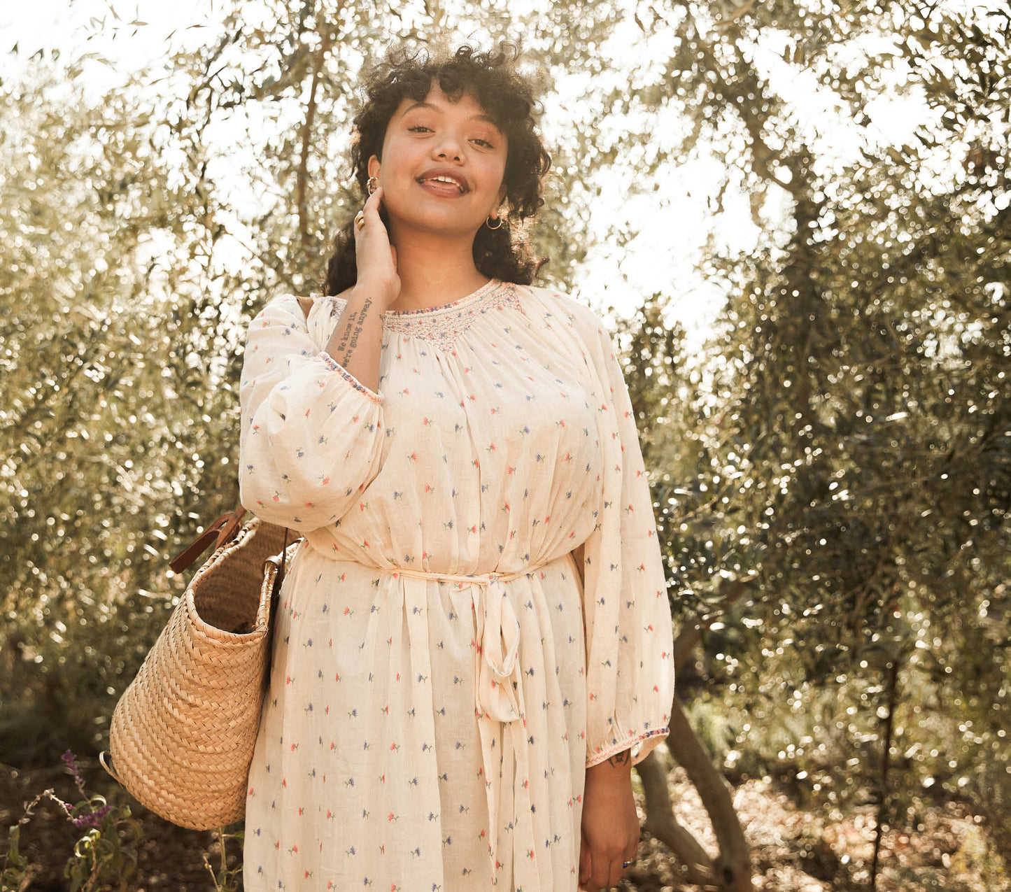 HMD -- MAYA DRESS -- CREAM CARNATION EMBROIDERY