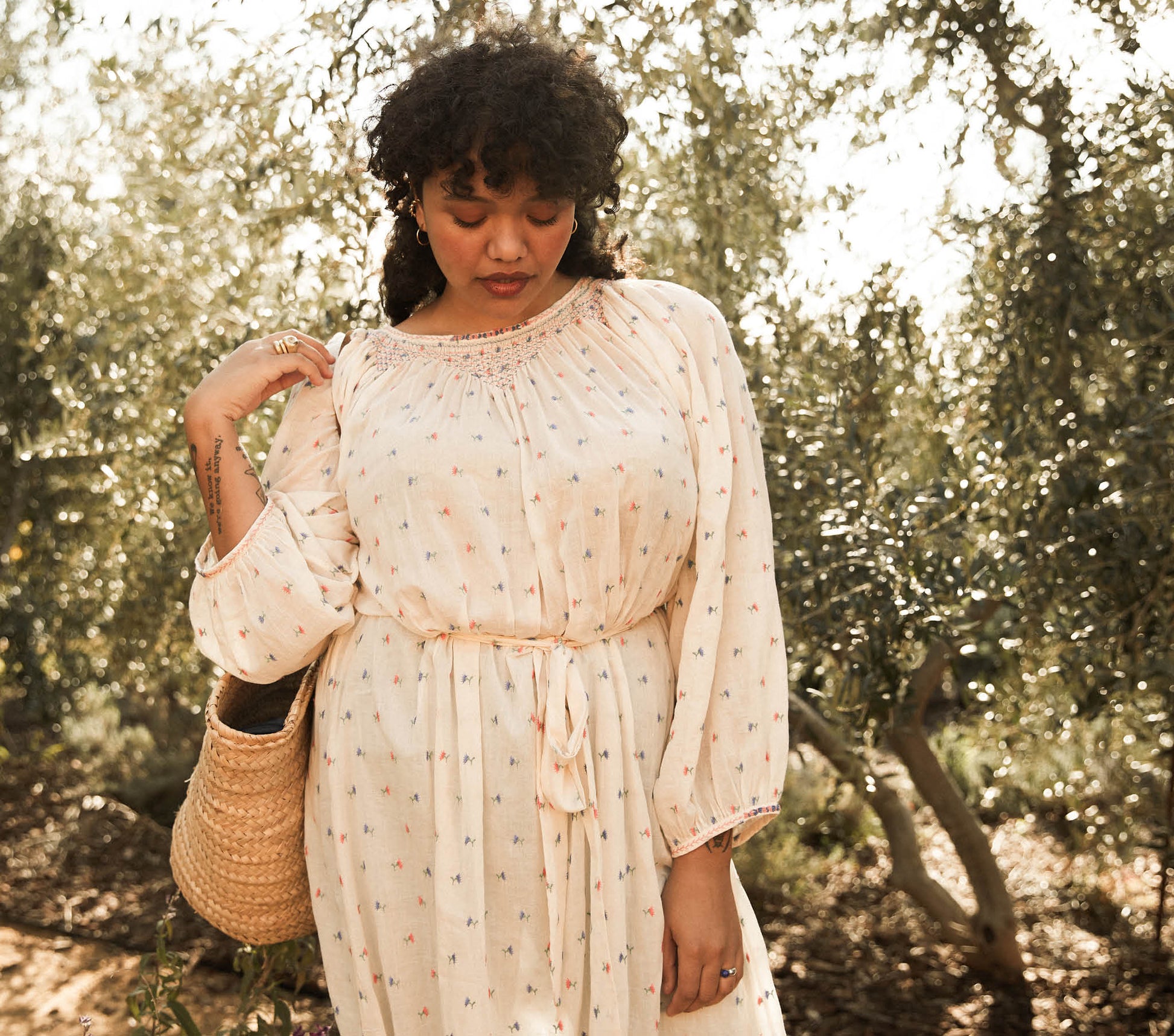 HMD -- MAYA DRESS -- CREAM CARNATION EMBROIDERY view 1
